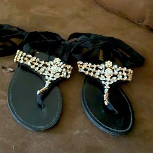 Shoe dazzle lace up decorated sandals